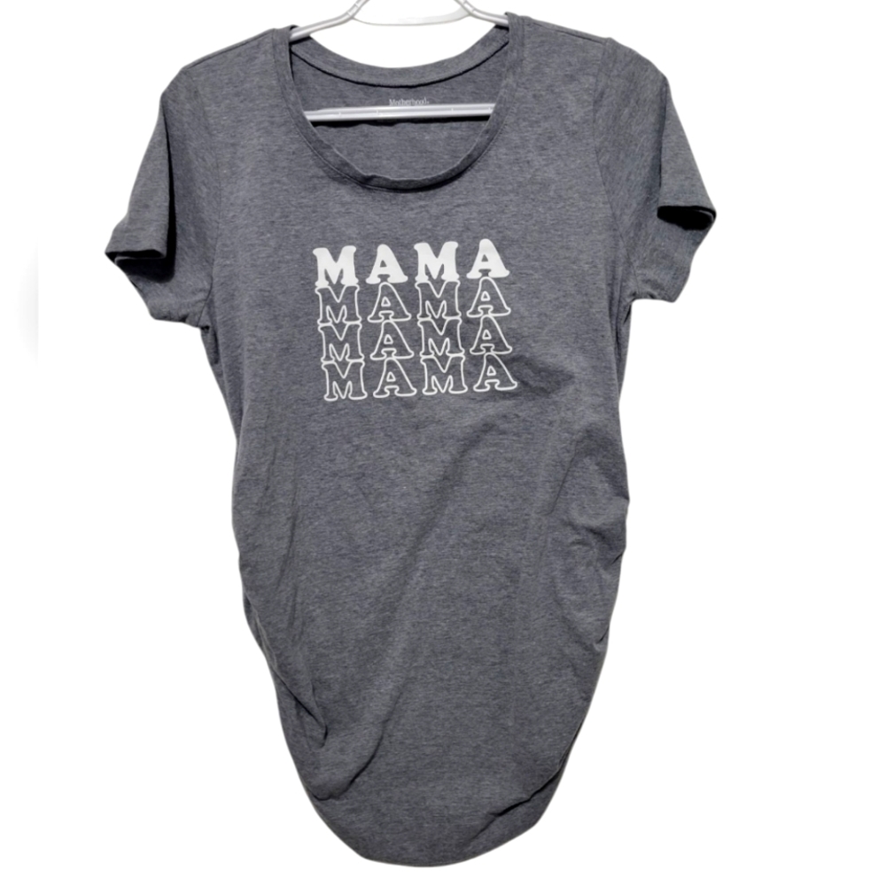 Motherhood Maternity Gray Graphic Tee with 'MAMA' Print Medium